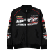 Men's Black Bomber Jacket with Racing Car & Text Print