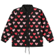 Black Collared Jacket with Red & Pink Heart Print